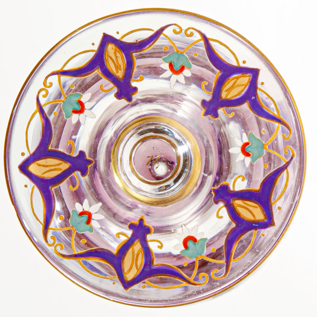  Art Nouveau Moser Attributed Gilt & Enameled Glass Cordial Decanter Set For Sale 4