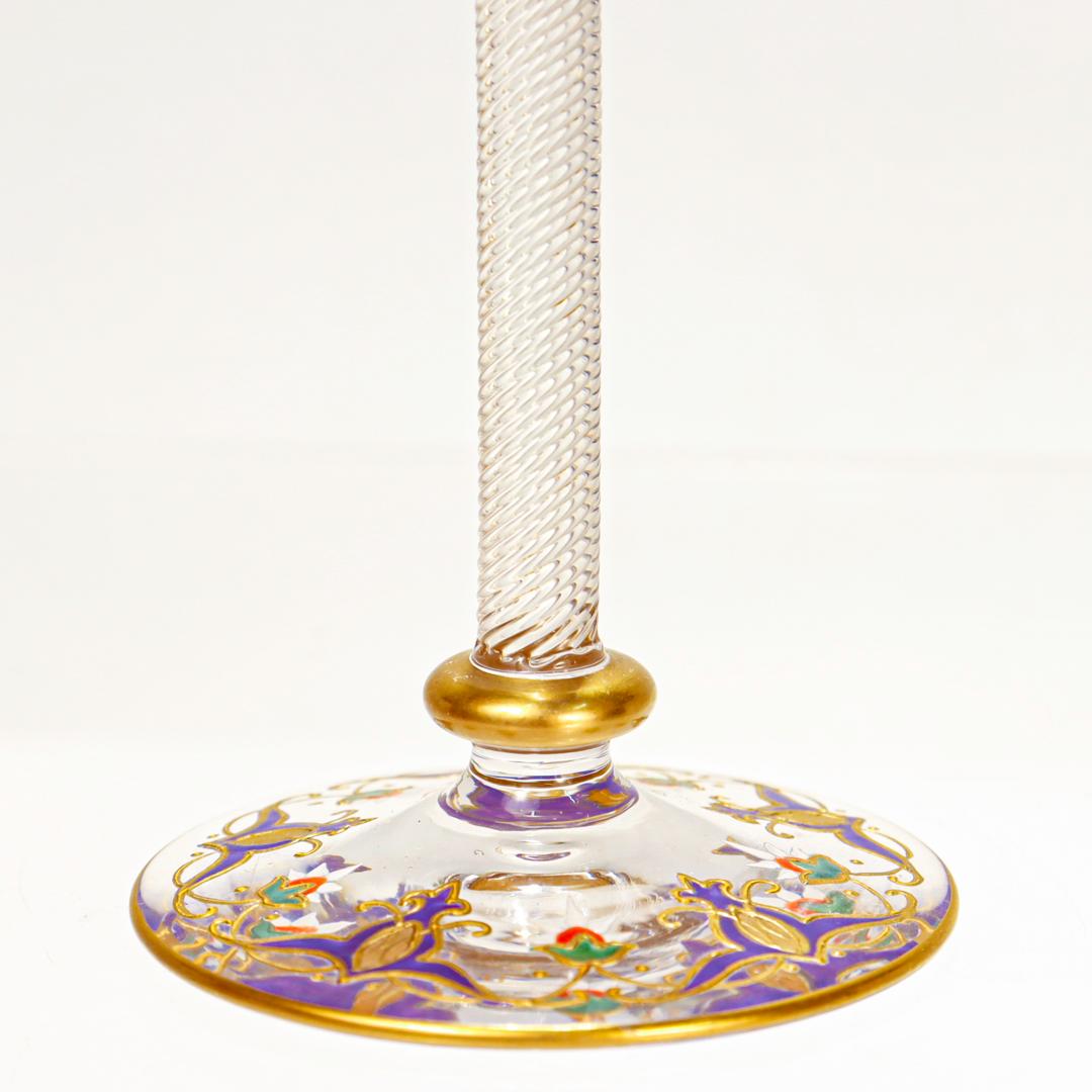  Art Nouveau Moser Attributed Gilt & Enameled Glass Cordial Decanter Set For Sale 11