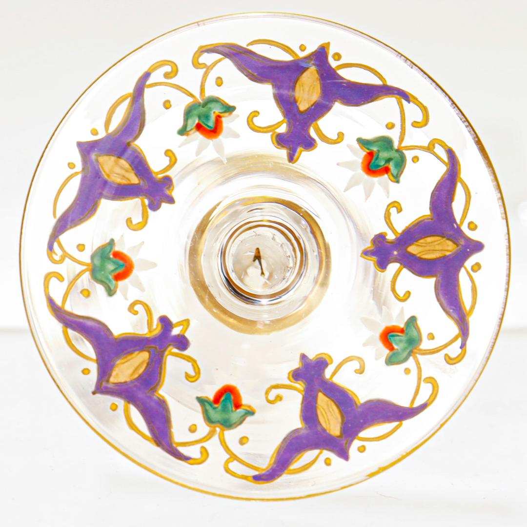  Art Nouveau Moser Attributed Gilt & Enameled Glass Cordial Decanter Set For Sale 12