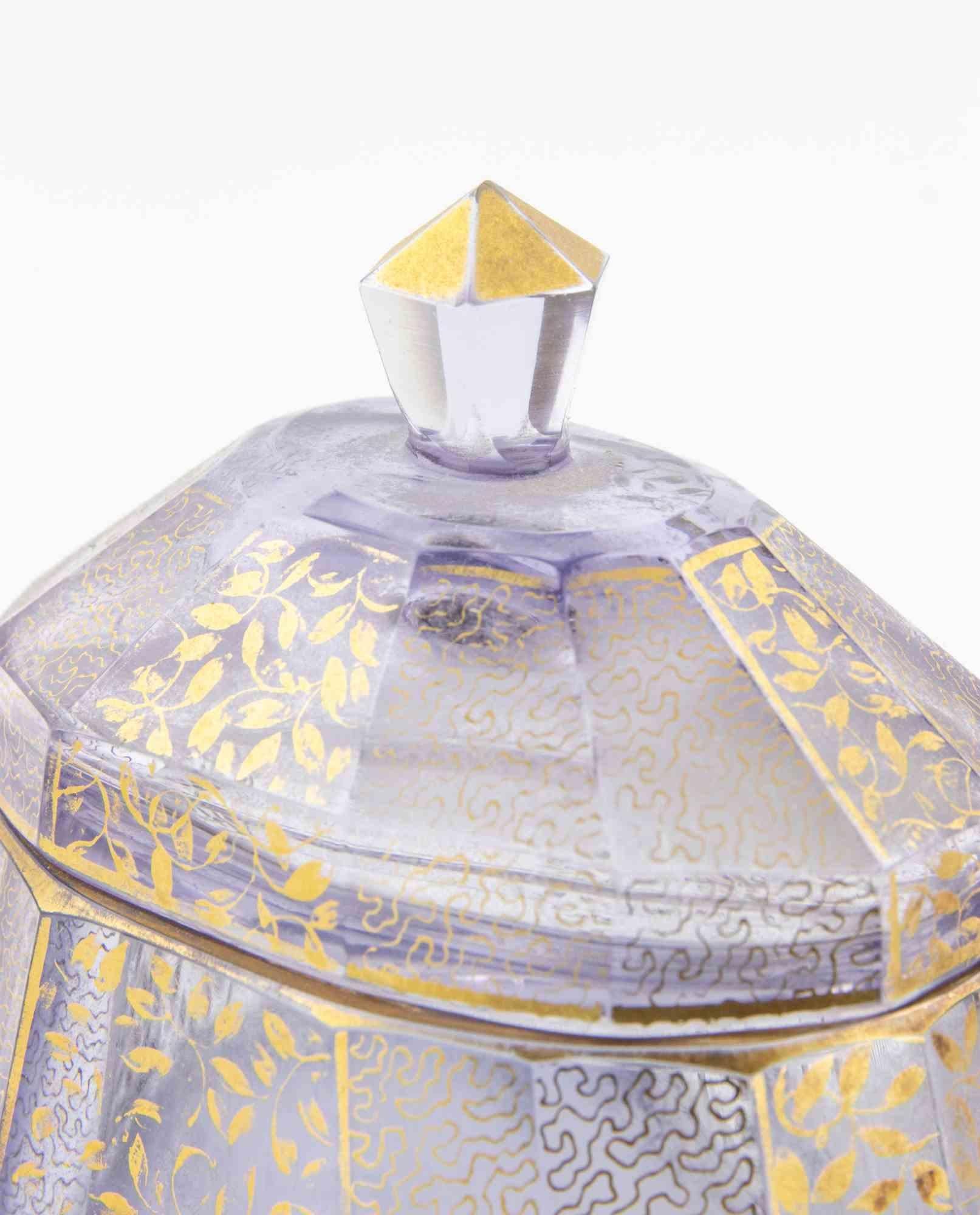 Gold Art Nouveau Moser Glass Dresser Box, Early 20th Century For Sale
