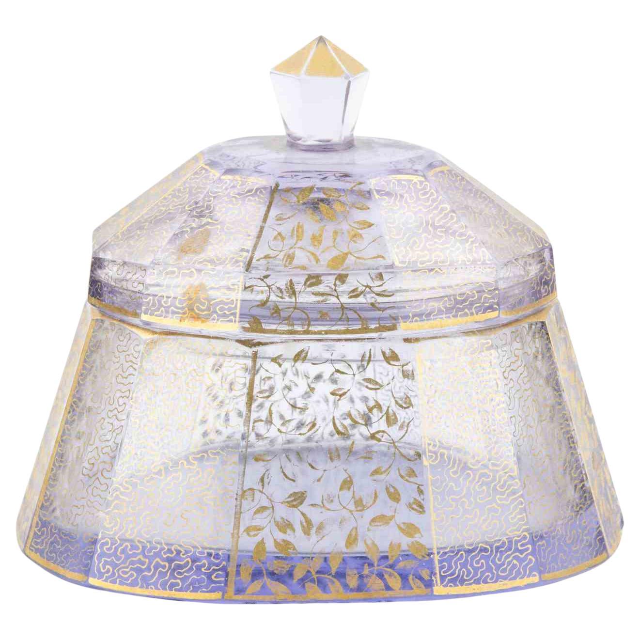 Art Nouveau Moser Glass Dresser Box, Early 20th Century For Sale