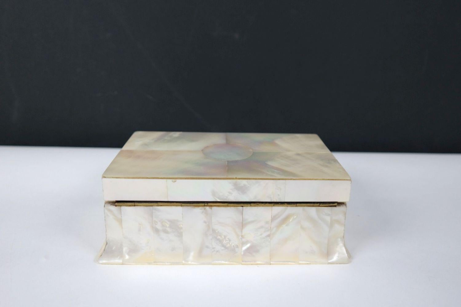 20th Century Art Nouveau mother of pearl trinket box For Sale