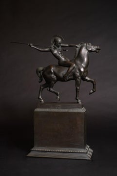 Sculpture en bronze « Mounted Amazon » Art Nouveau de Franz von Stuck