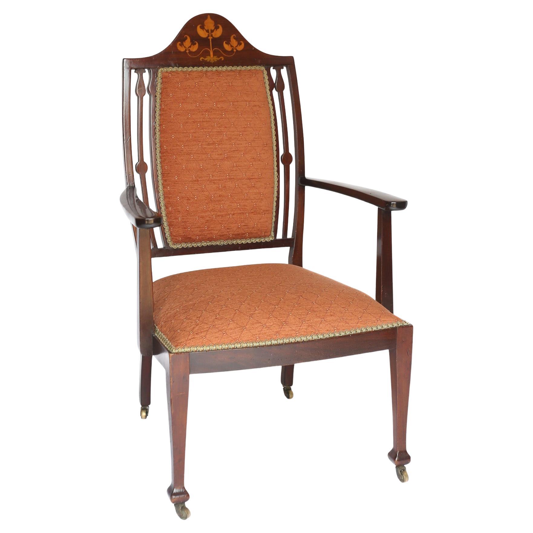 Chaise coudée en acajou de style Art Nouveau