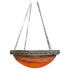 Art Nouveau Muller Fréres Plafonnier Pendant Ceiling Glass Chandelier France