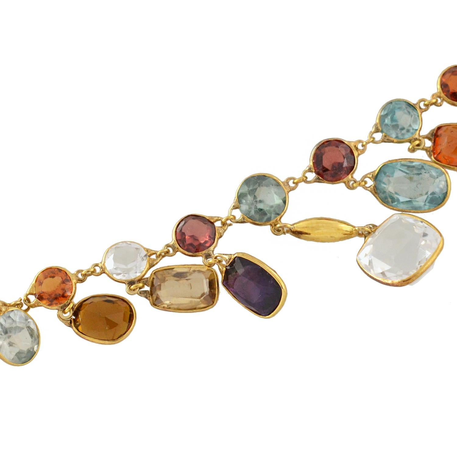 multi gemstone motif necklace