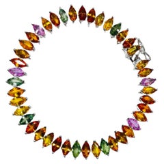 Pulsera de tenis Art Nouveau con zafiros múltiples para compromiso en plata 925