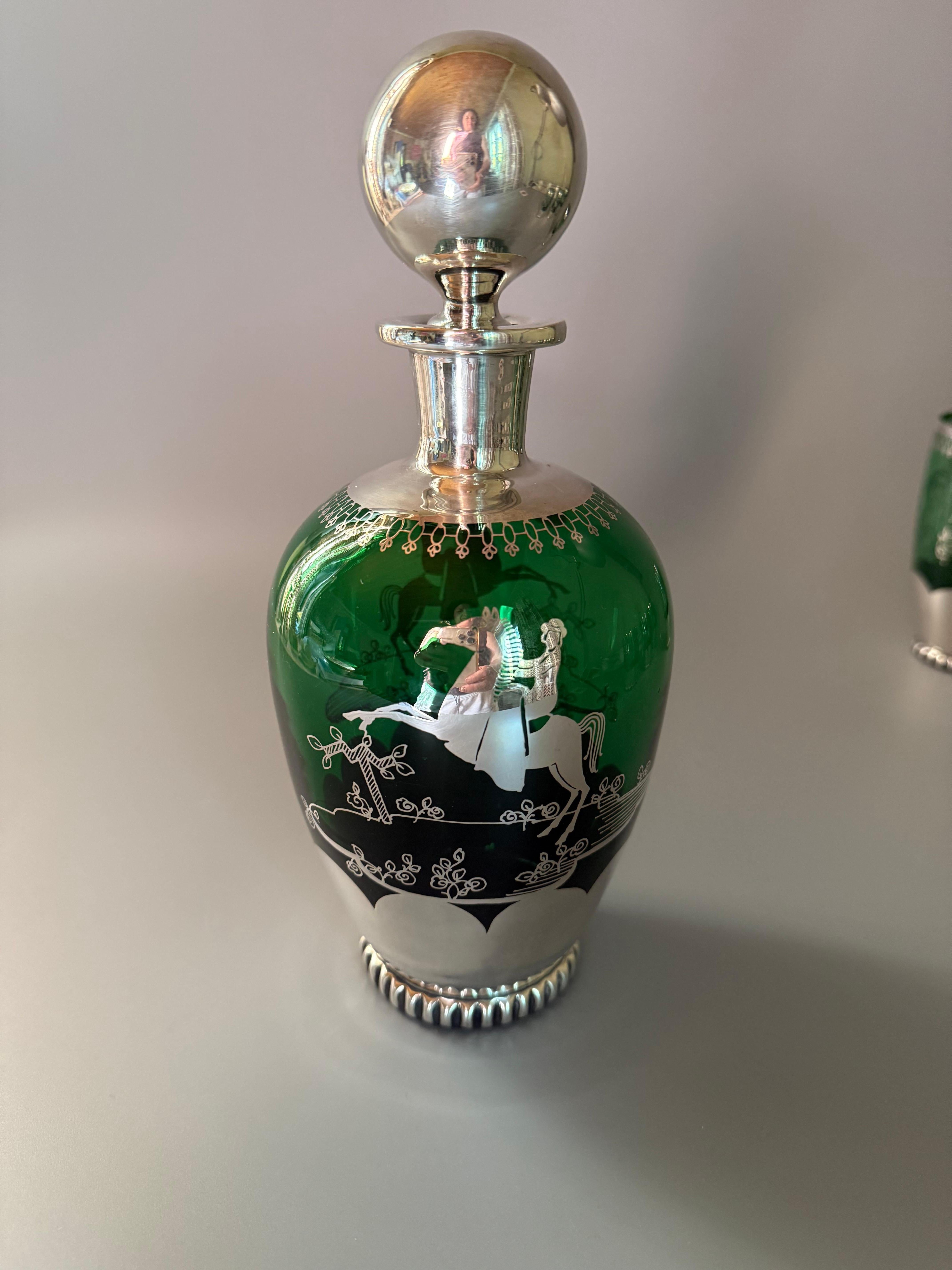 Art Nouveau Murano-Glas Silber-Overlay Sechs Stücke im Angebot 5
