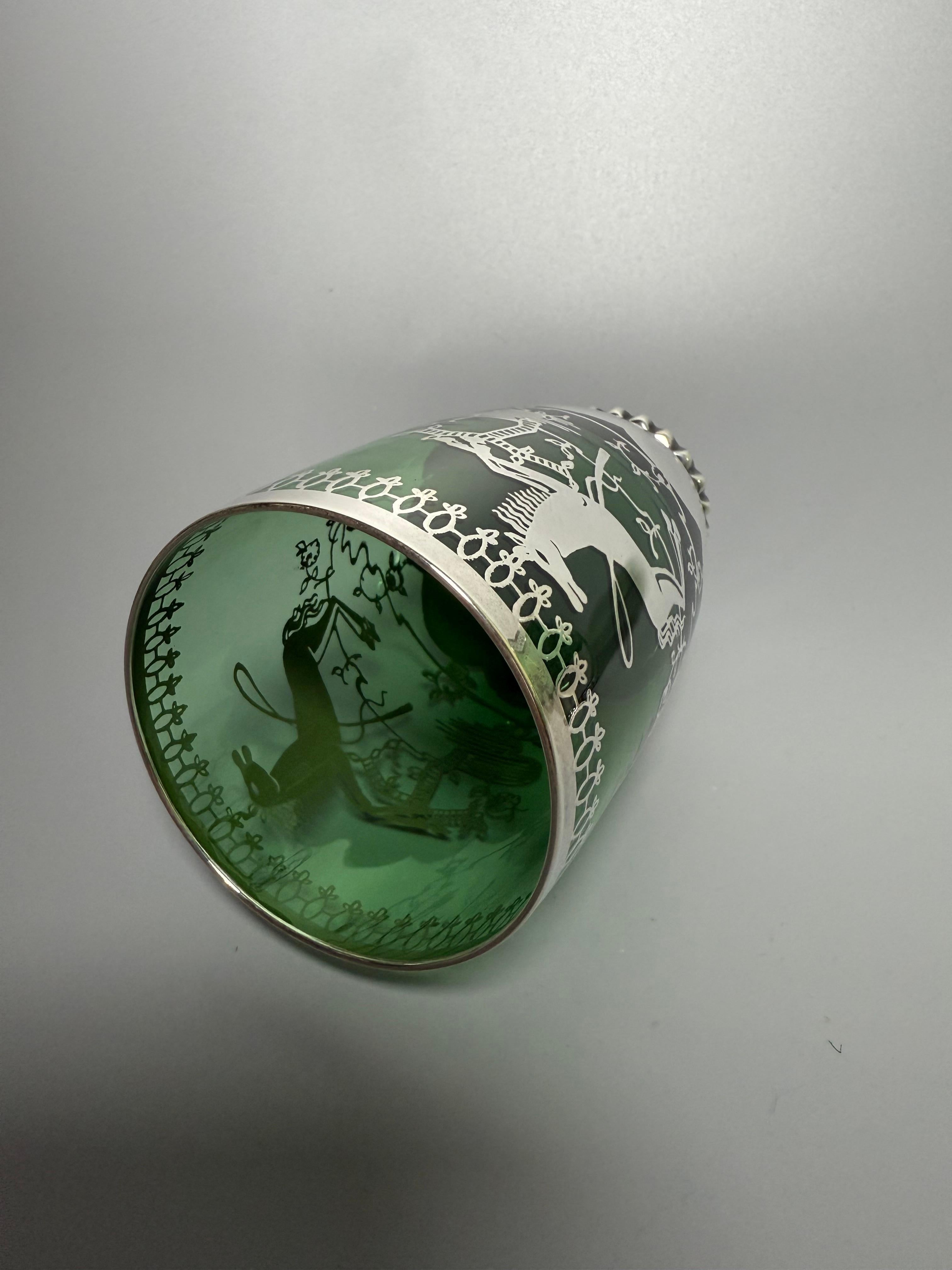 Art Nouveau Murano-Glas Silber-Overlay Sechs Stücke im Angebot 2