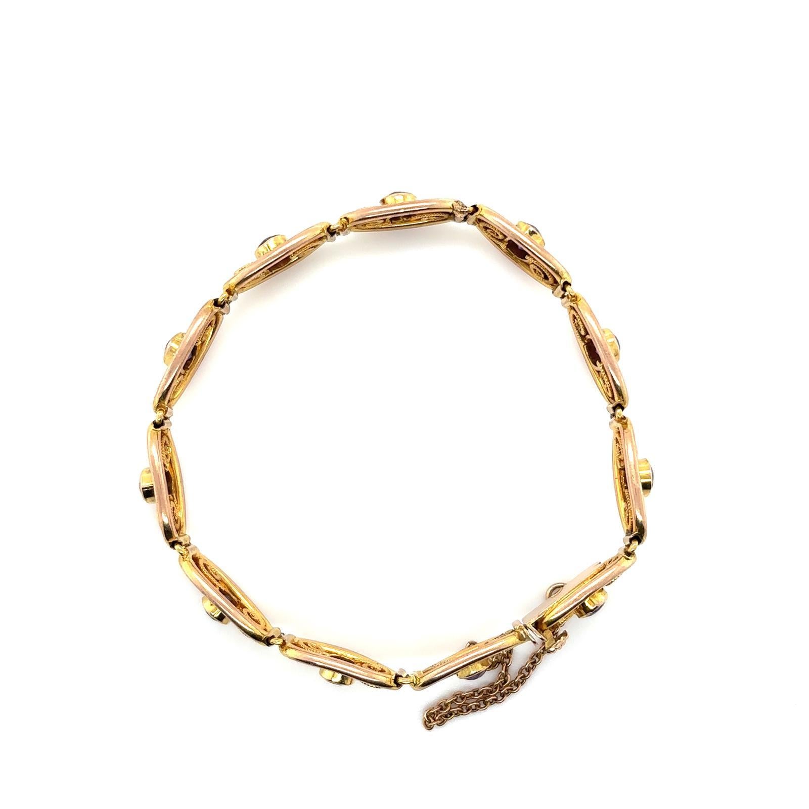 Art Nouveau Murrle Bennett Art Nouveau 9 Karat Yellow Gold Amethyst Bracelet For Sale 2