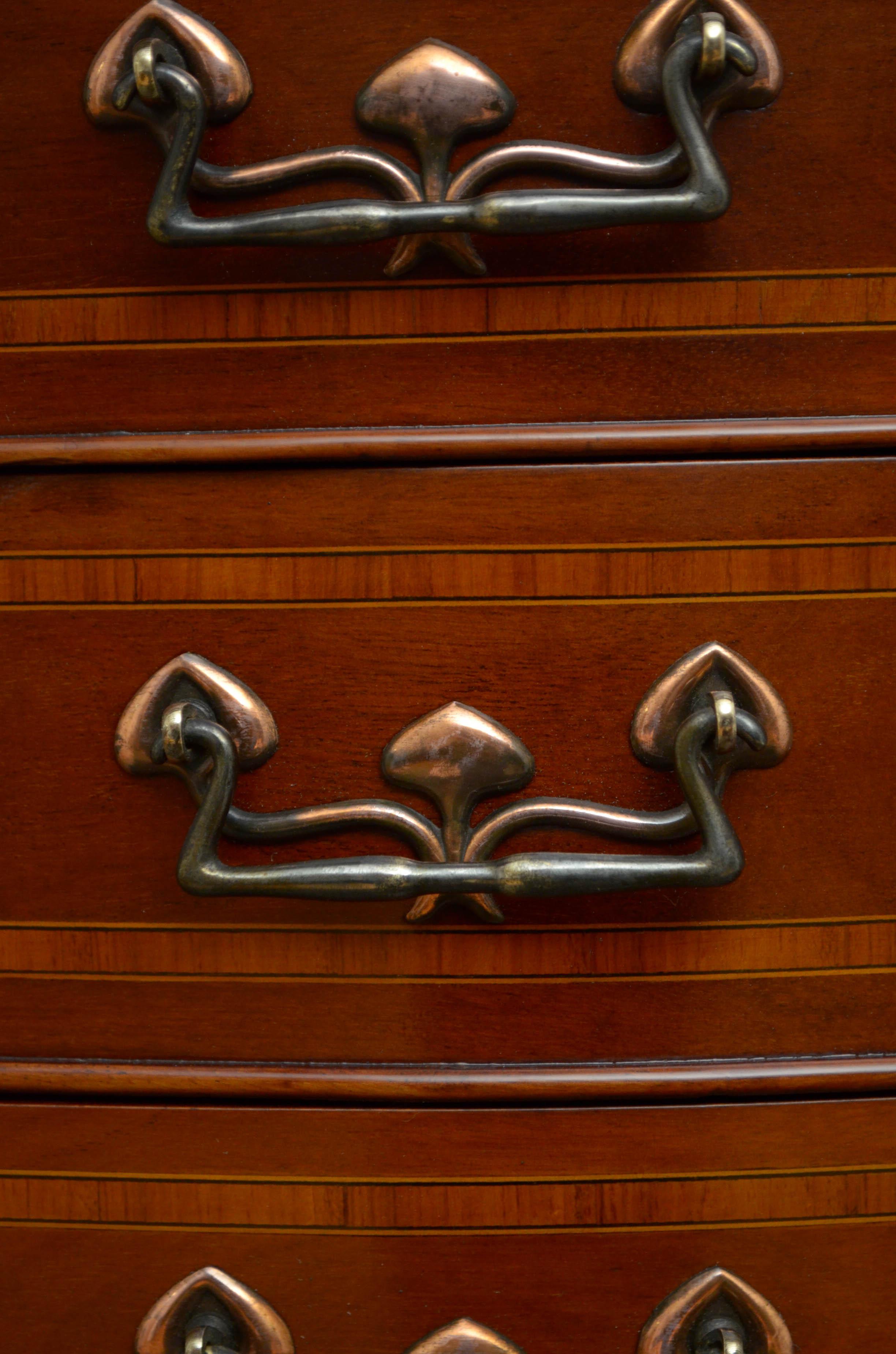 British Art Nouveau Music Cabinet in Mahogany Stamped A. Wilson, Peck & Co, Sheffield For Sale