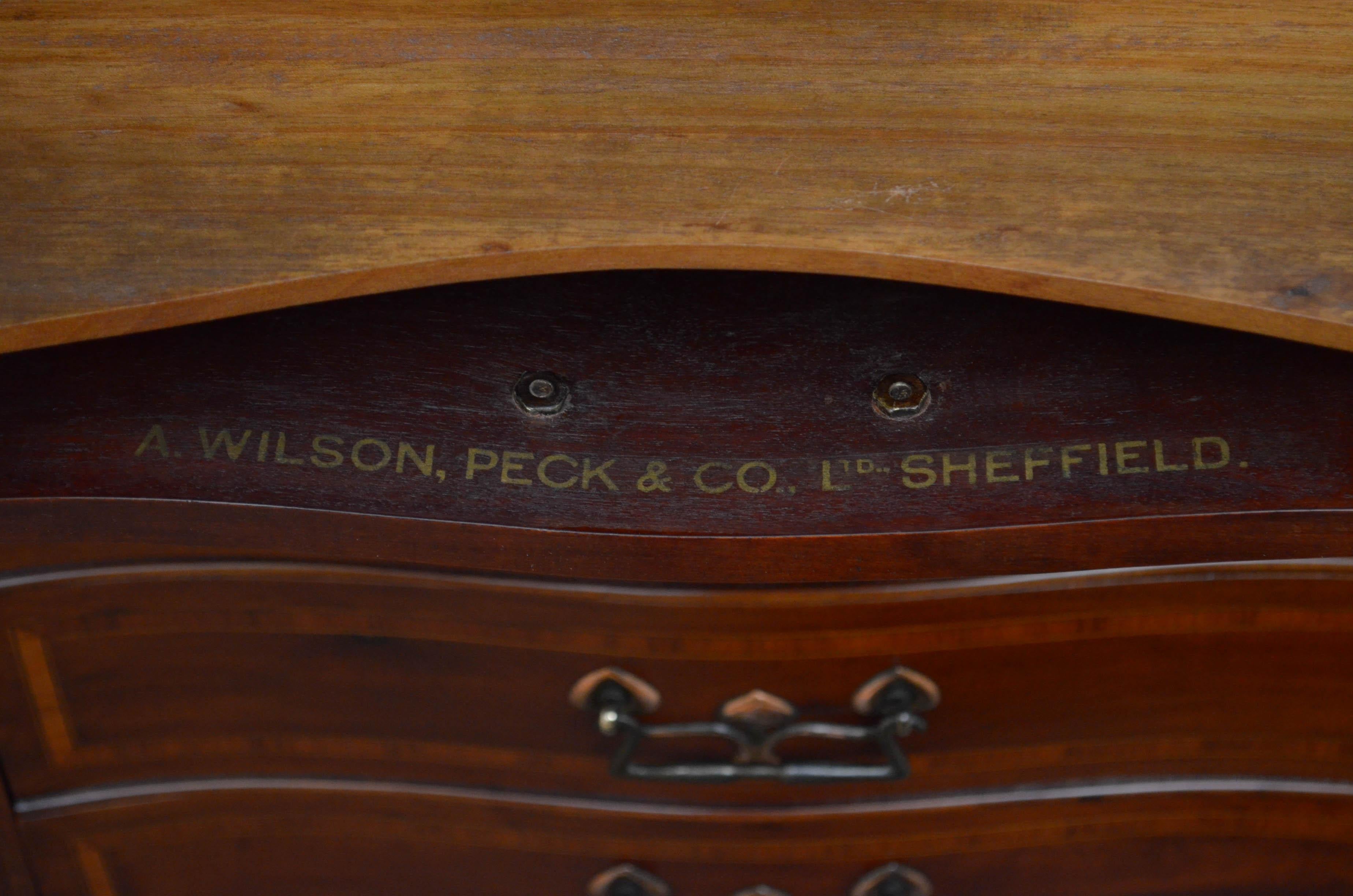 Art Nouveau Music Cabinet in Mahogany Stamped A. Wilson, Peck & Co, Sheffield In Good Condition For Sale In Whaley Bridge, GB