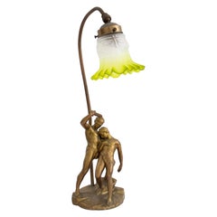 Art Nouveau Mythological Bronze Sculpture Lamp