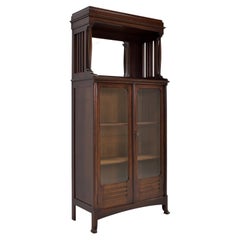 Art Nouveau Narrow Showcase Vertiko in Mahogany, 1920