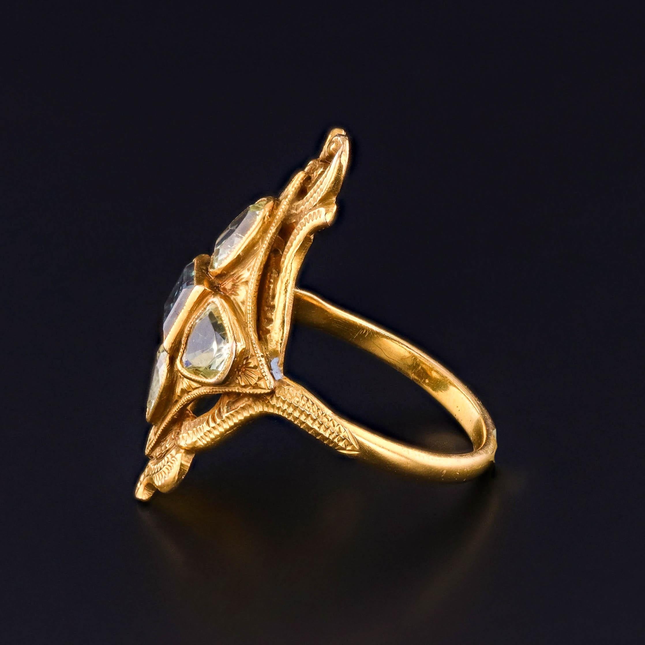 Anillo de Alejandrita Natural Art Nouveau de Oro de 10k - Certificado GIA en venta 1