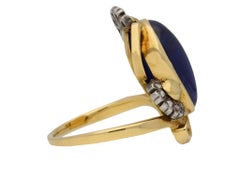 Art Nouveau natural Burmese sapphire diamond ring, circa 1900.