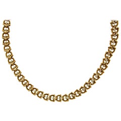 Art Nouveau Natural Pearl Gold Link Necklace