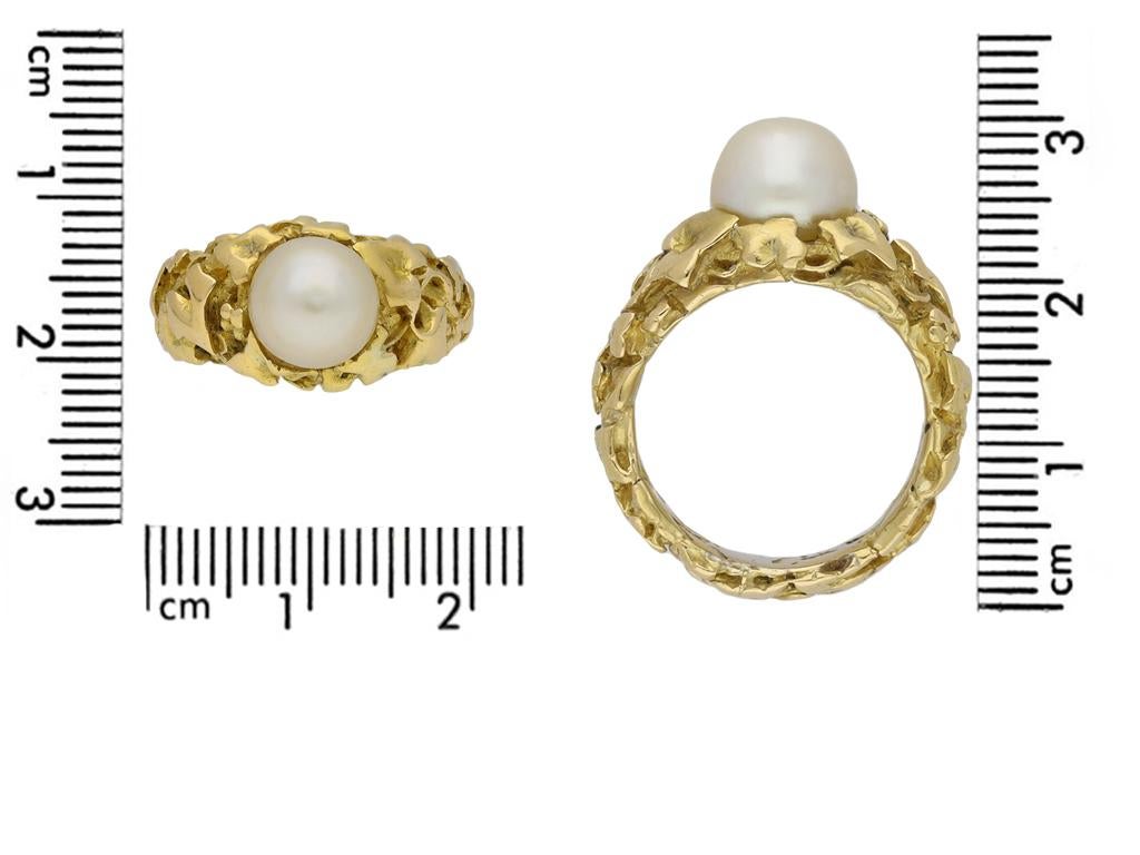 Round Cut Art Nouveau Natural Pearl Ring by Wièse, circa 1900 For Sale