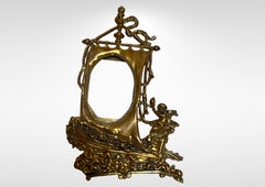 Art Nouveau Nautical Themed Brass Photo Frame with Putto Angel