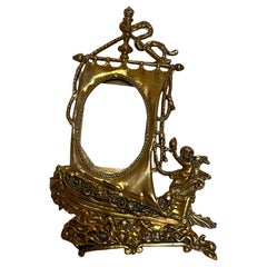 Art Nouveau Nautical Themed Messing Fotorahmen mit Putto Engel