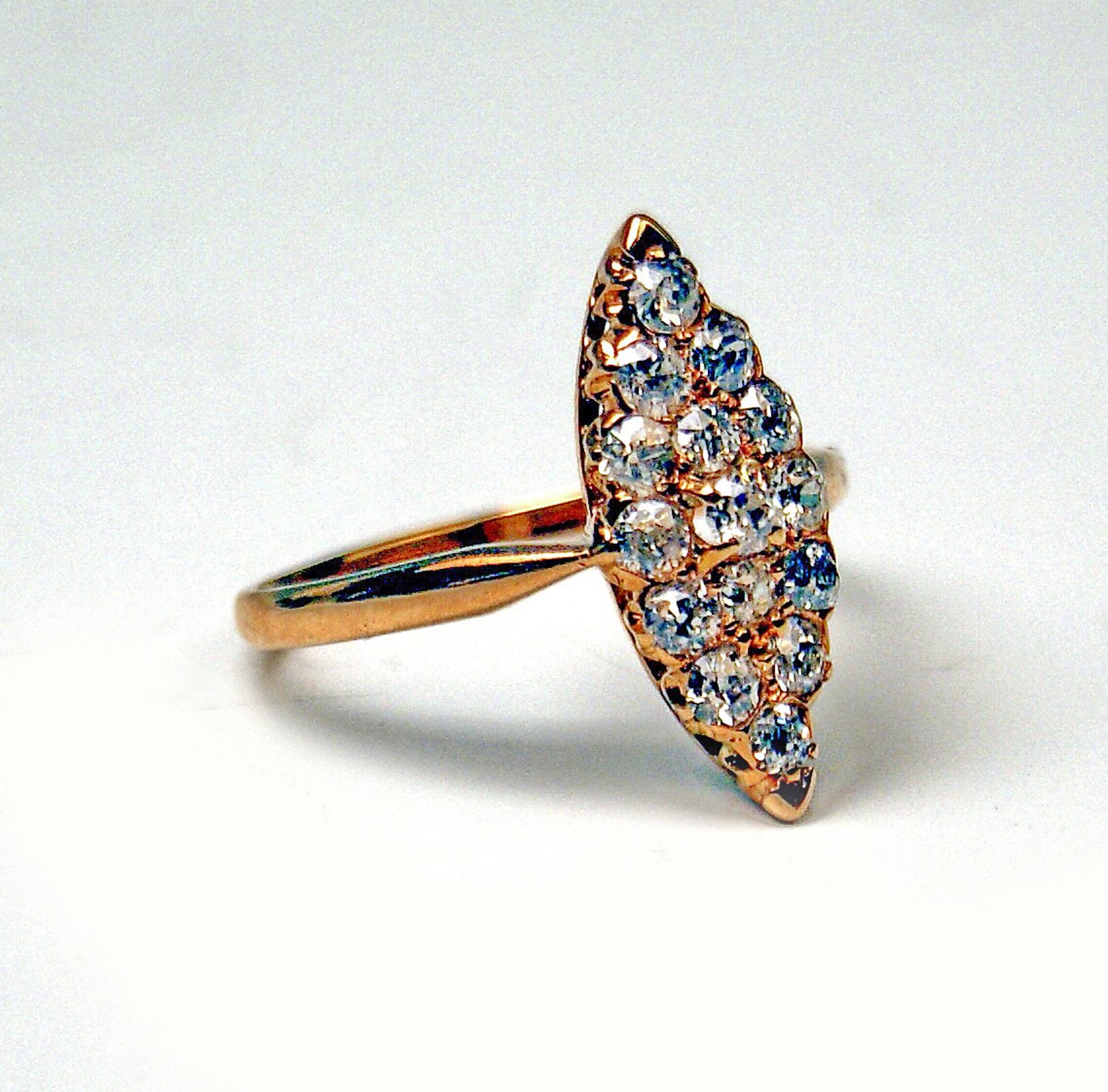 Jugendstil Navette Ring Diamanten 0,75 Karat Wien, Österreich, um 1900 (Art nouveau) im Angebot