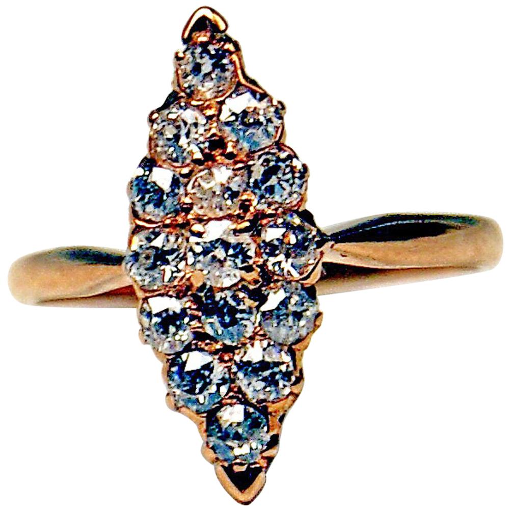 Art Nouveau Navette Ring Diamonds 0.75 Carat Vienna, Austria, circa 1900