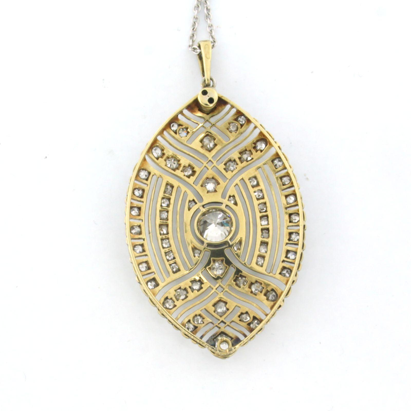 Collier et pendentif Art nouveau avec diamants en or jaune 18 carats et platine en vente 1