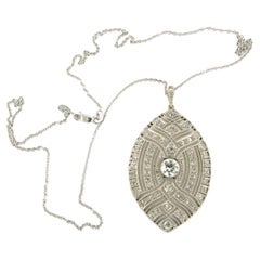 Art Nouveau - Necklace and Pendant with diamonds 18k yellow gold and Platinum