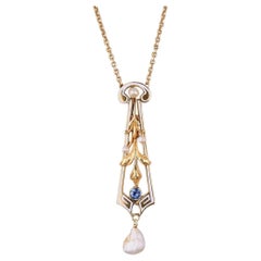 Art Nouveau Necklace of 14k Gold