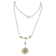 ART NOUVEAU necklace with old European cut diamonds up to 1.50ct 14k gold 3.2 gr