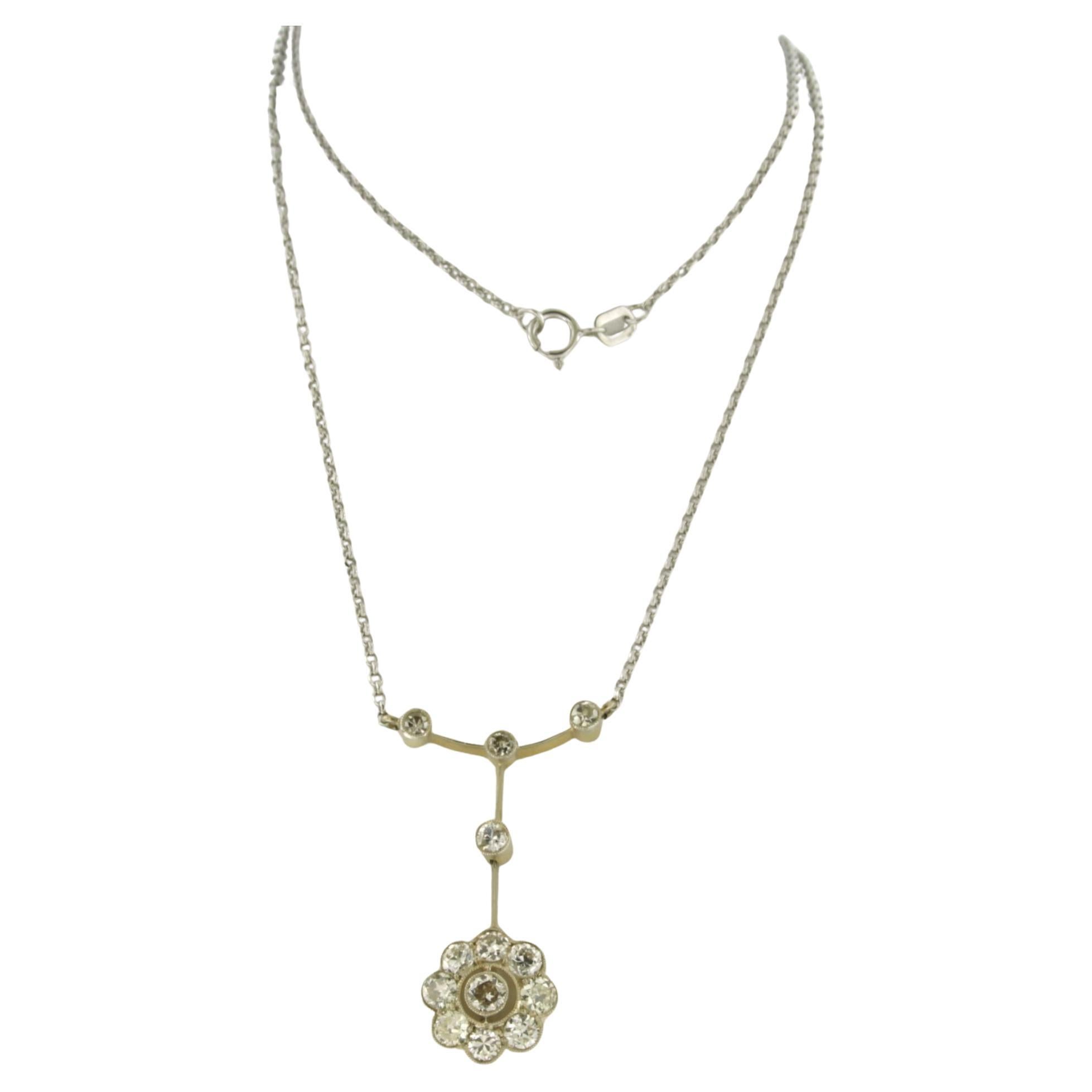 ART NOUVEAU necklace with old mine cut diamonds up to 1.50ct 14k gold For Sale