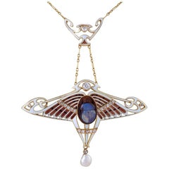 Antique Art Nouveau Necklace with Opal Scarab by Antoine Bricteux