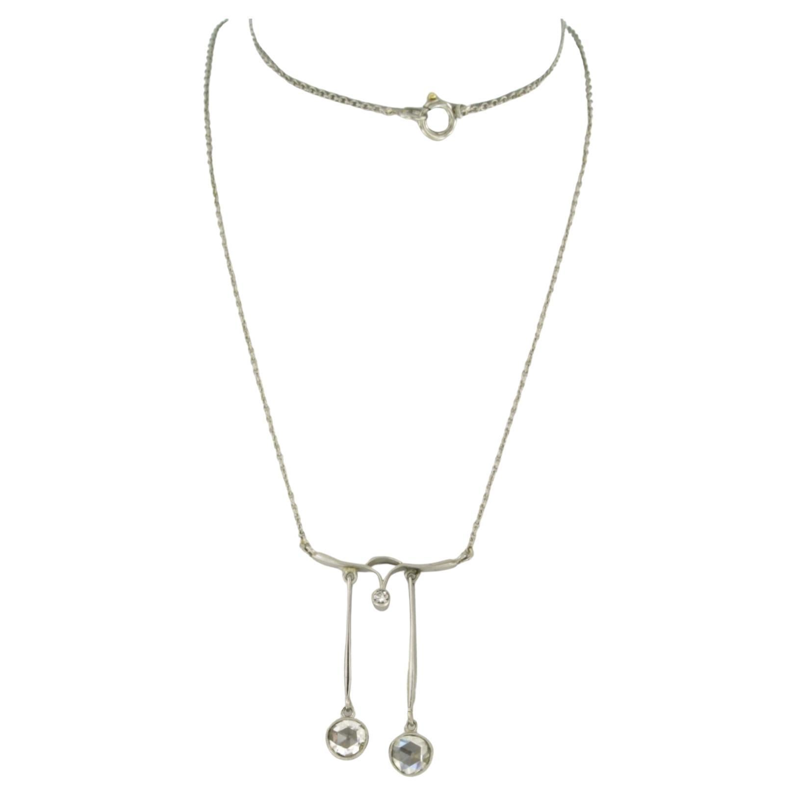 ART NOUVEAU necklace with rose cut diamonds up to 0.92ct platinum 5.1 grams For Sale