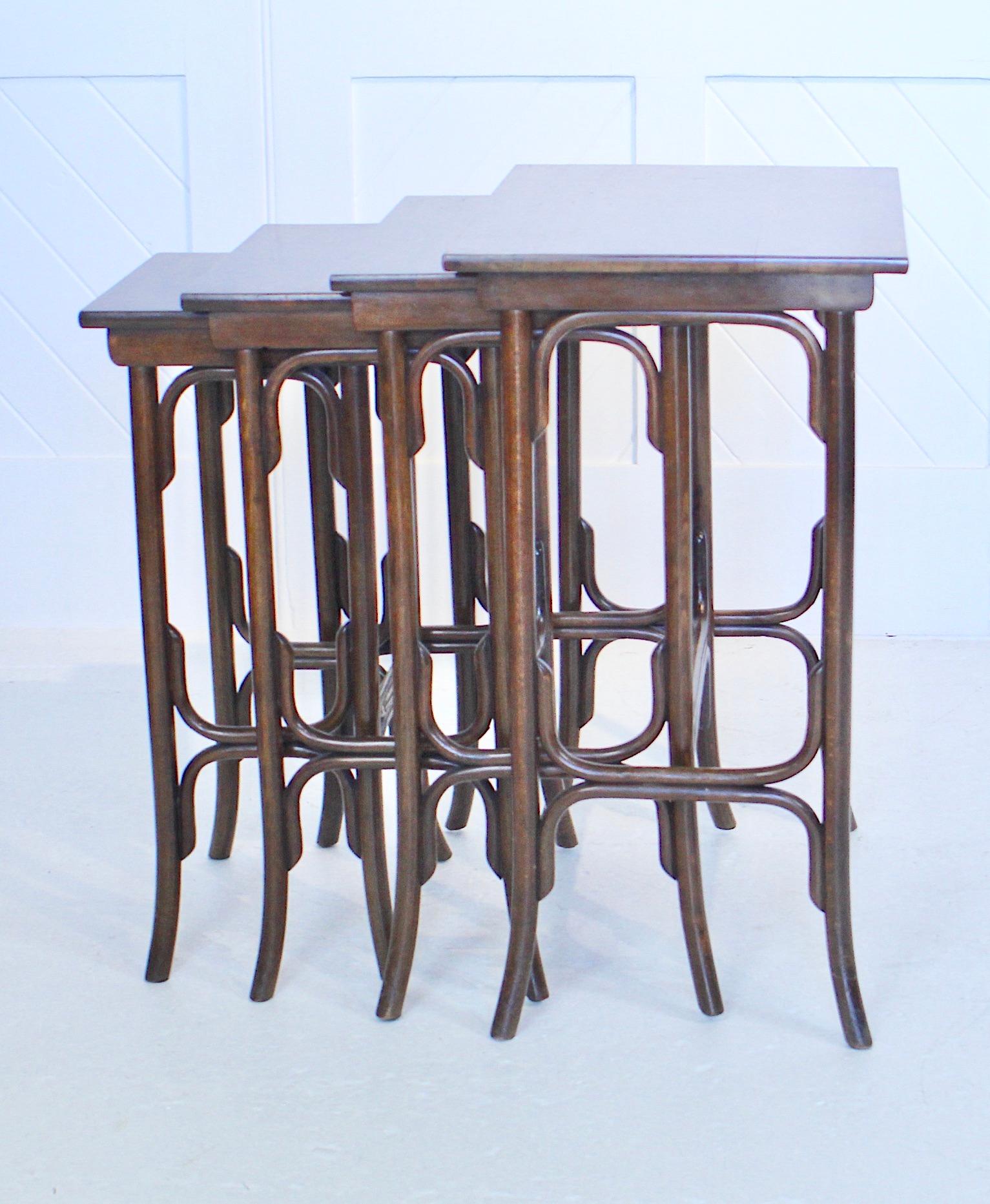 German Art Nouveau Nest Of 4 Tables By Thonet For Sale