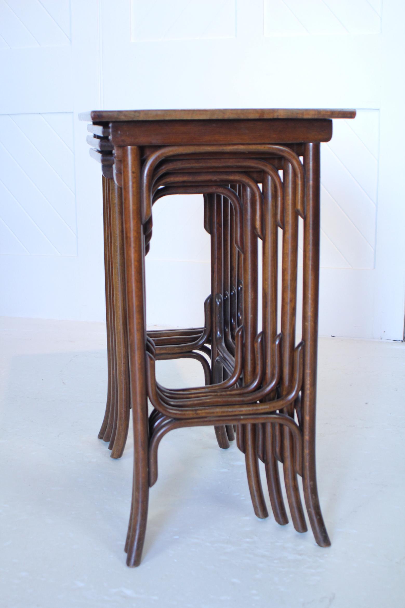 Art Nouveau Nest Of 4 Tables By Thonet In Good Condition For Sale In Petworth, GB