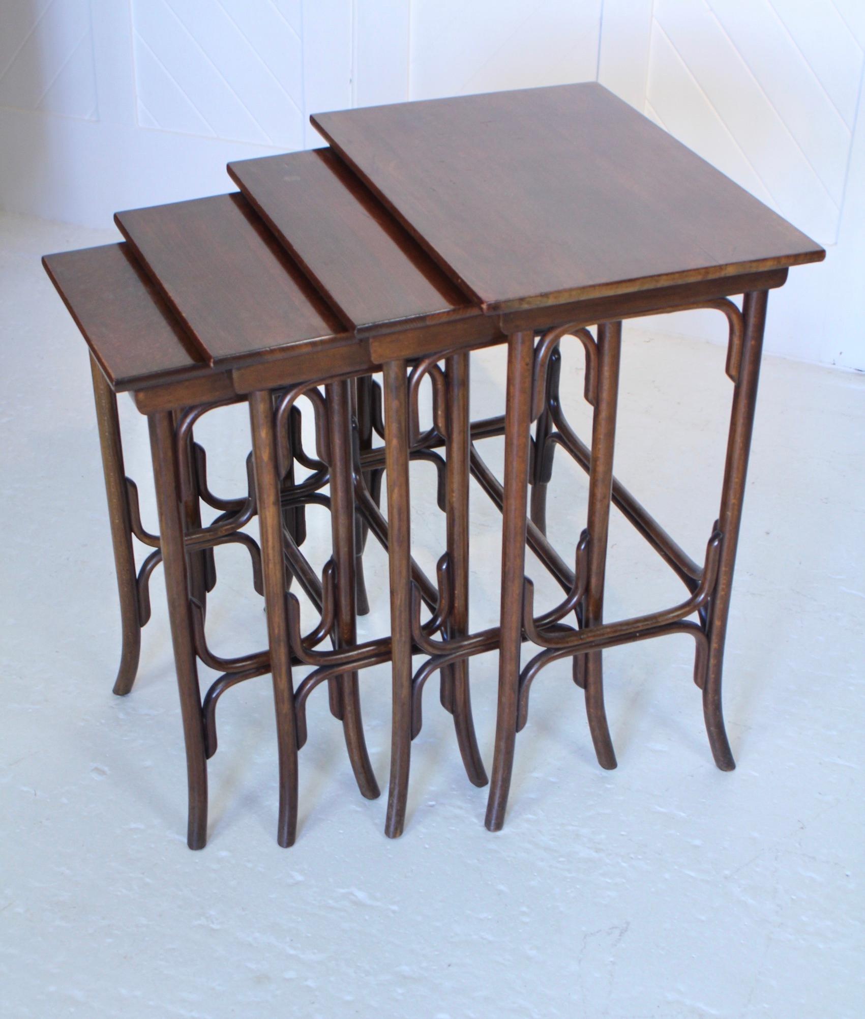 20th Century Art Nouveau Nest Of 4 Tables By Thonet For Sale