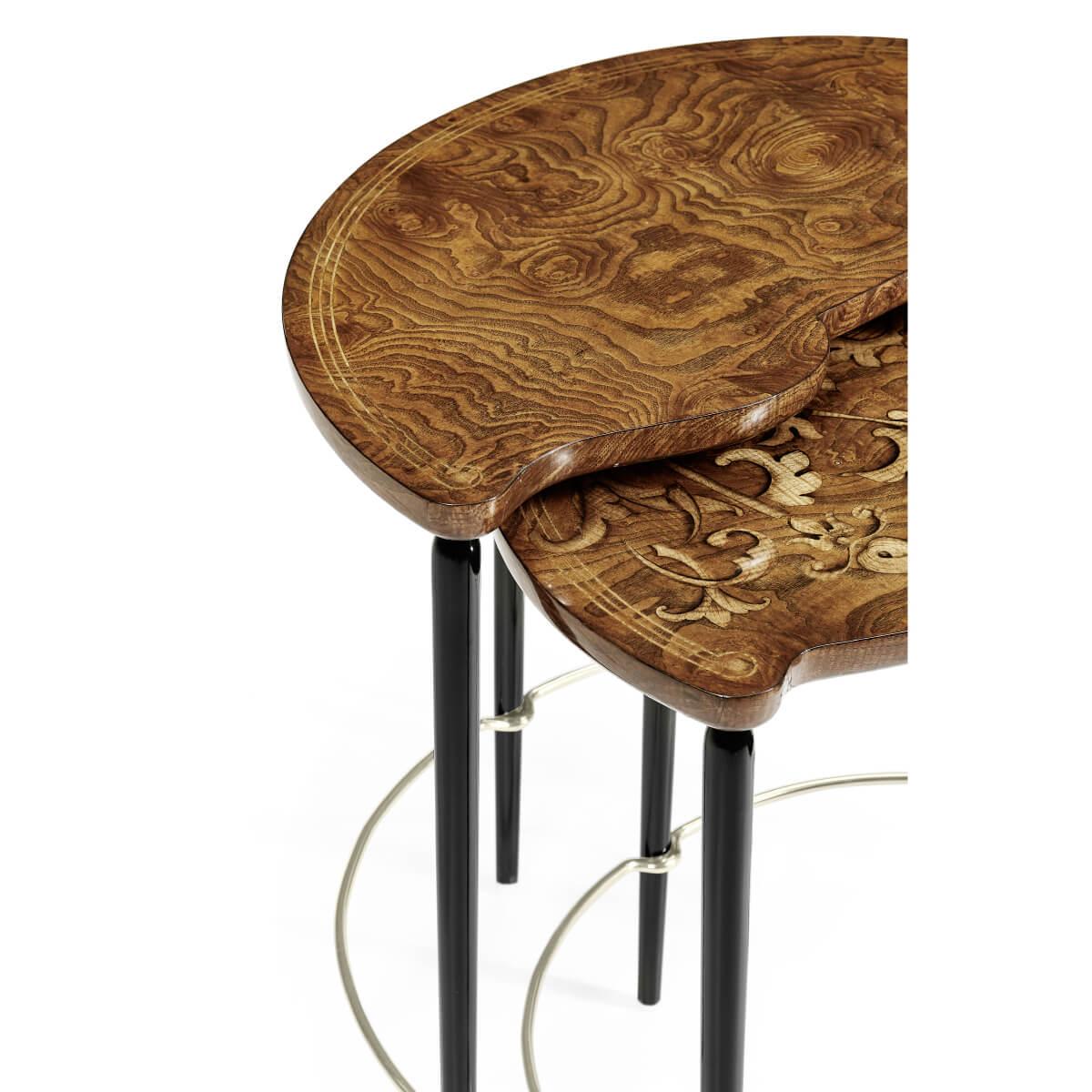 Wood Art Nouveau Style Nesting Tables