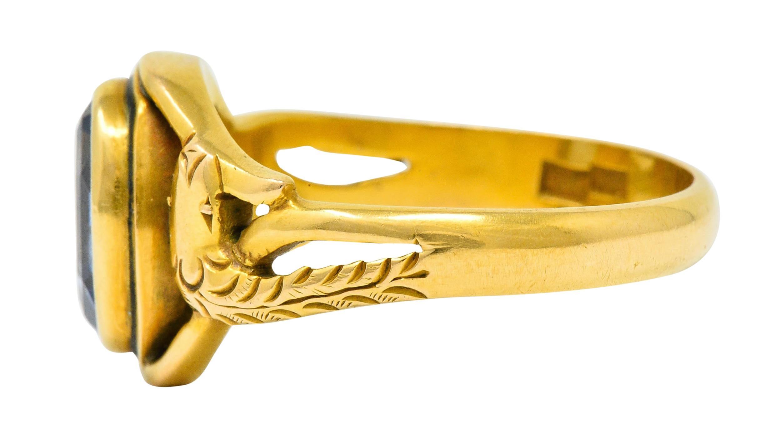 Women's or Men's Art Nouveau No Heat Ceylon Sapphire 14 Karat Gold Snake Ring AGL