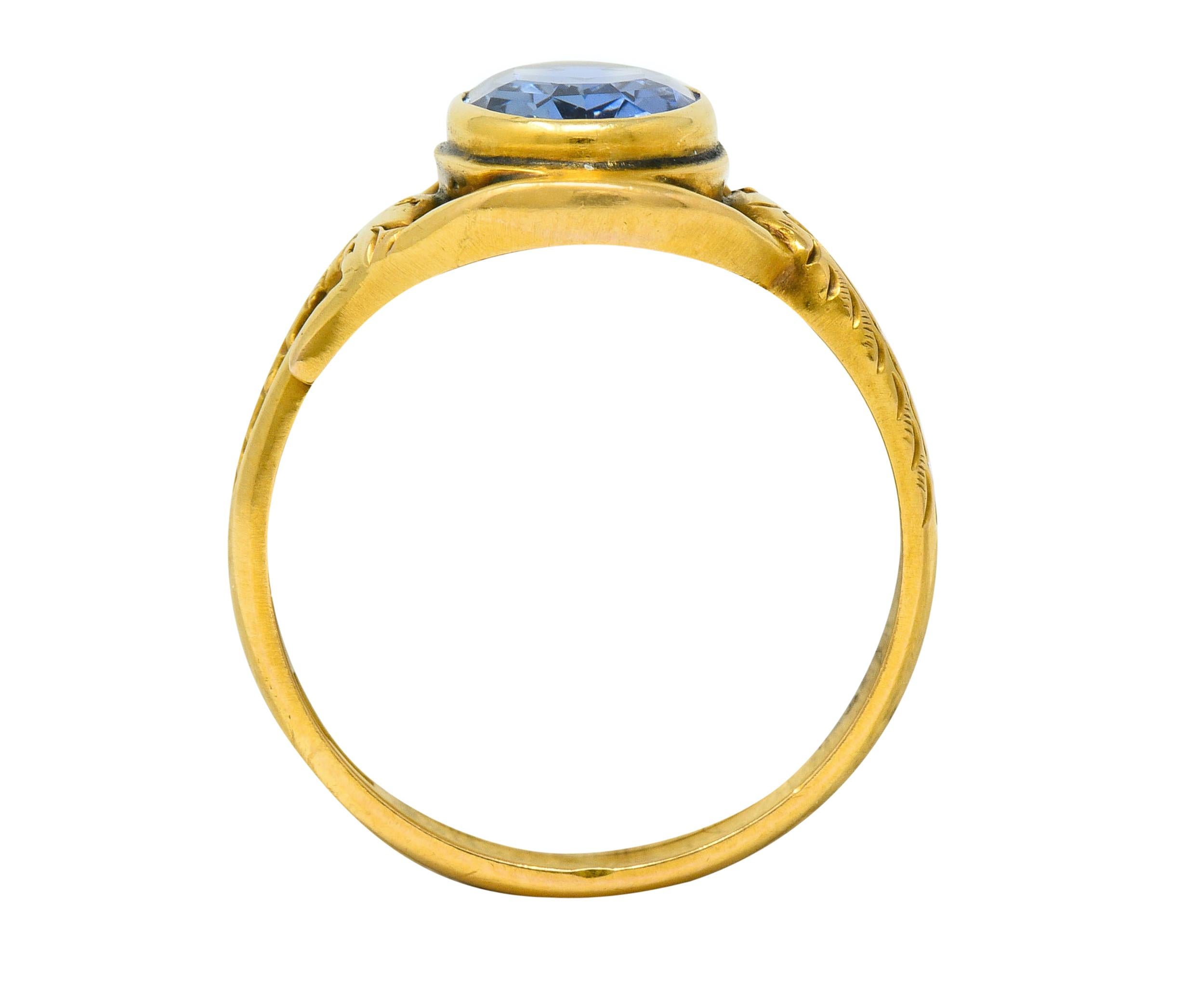 Art Nouveau No Heat Ceylon Sapphire 14 Karat Gold Snake Ring AGL 2