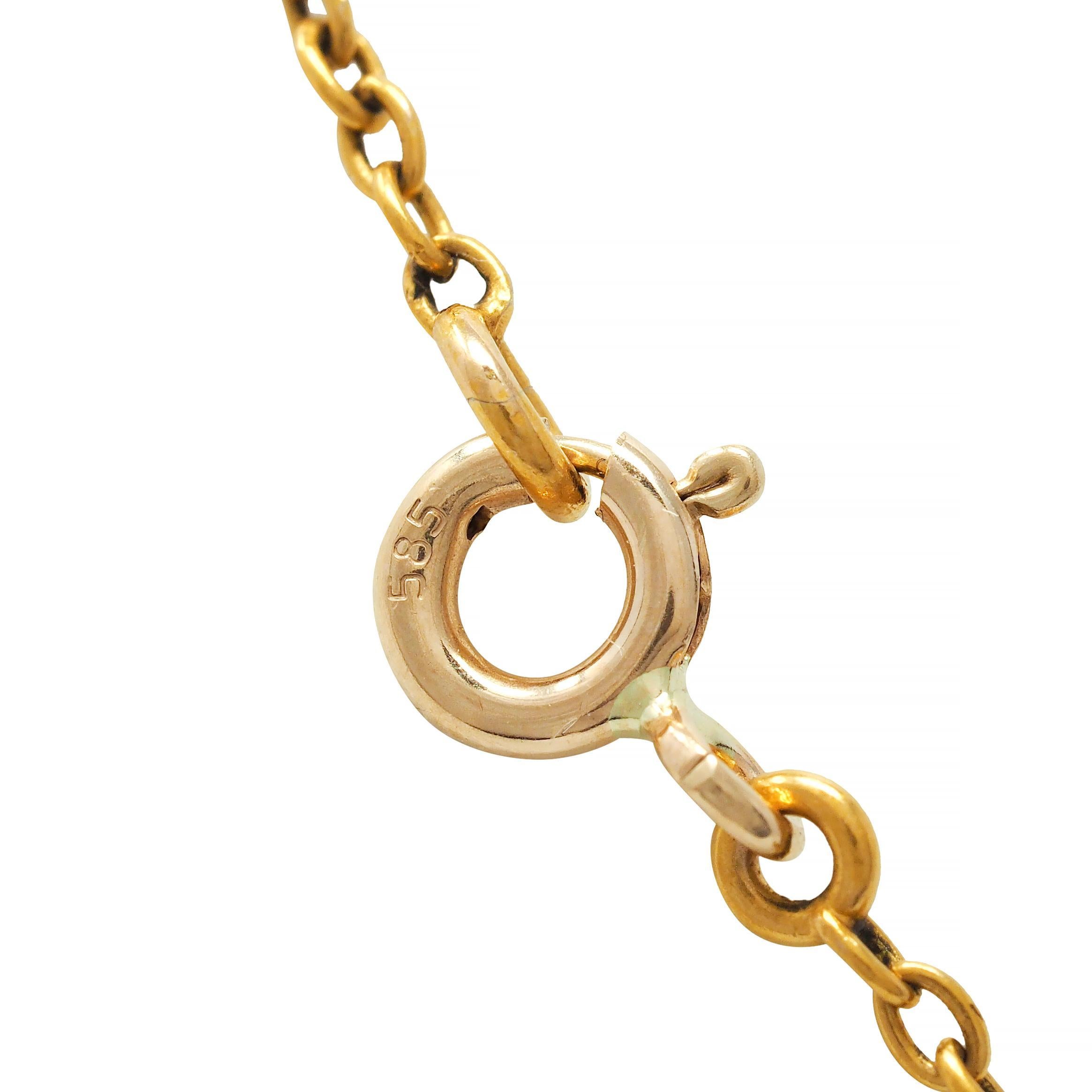 Antike Herz-Halskette aus 14 Karat Gold mit unbehandeltem Ceylon-Saphir und Perle im Jugendstil im Angebot 3