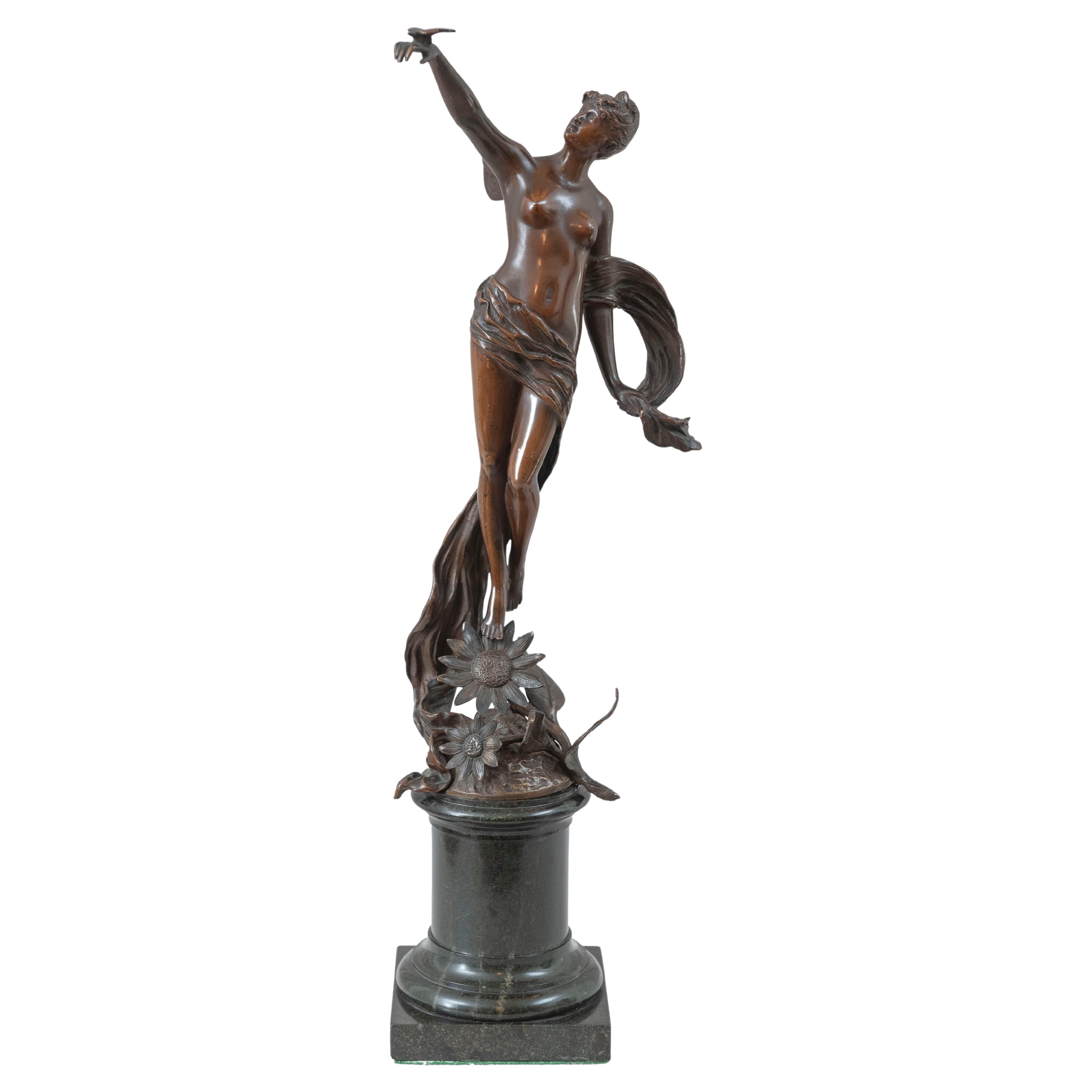 Art Nouveau Nude Fairy on Marble Base, Franz Rosse, German (1858-1900)
