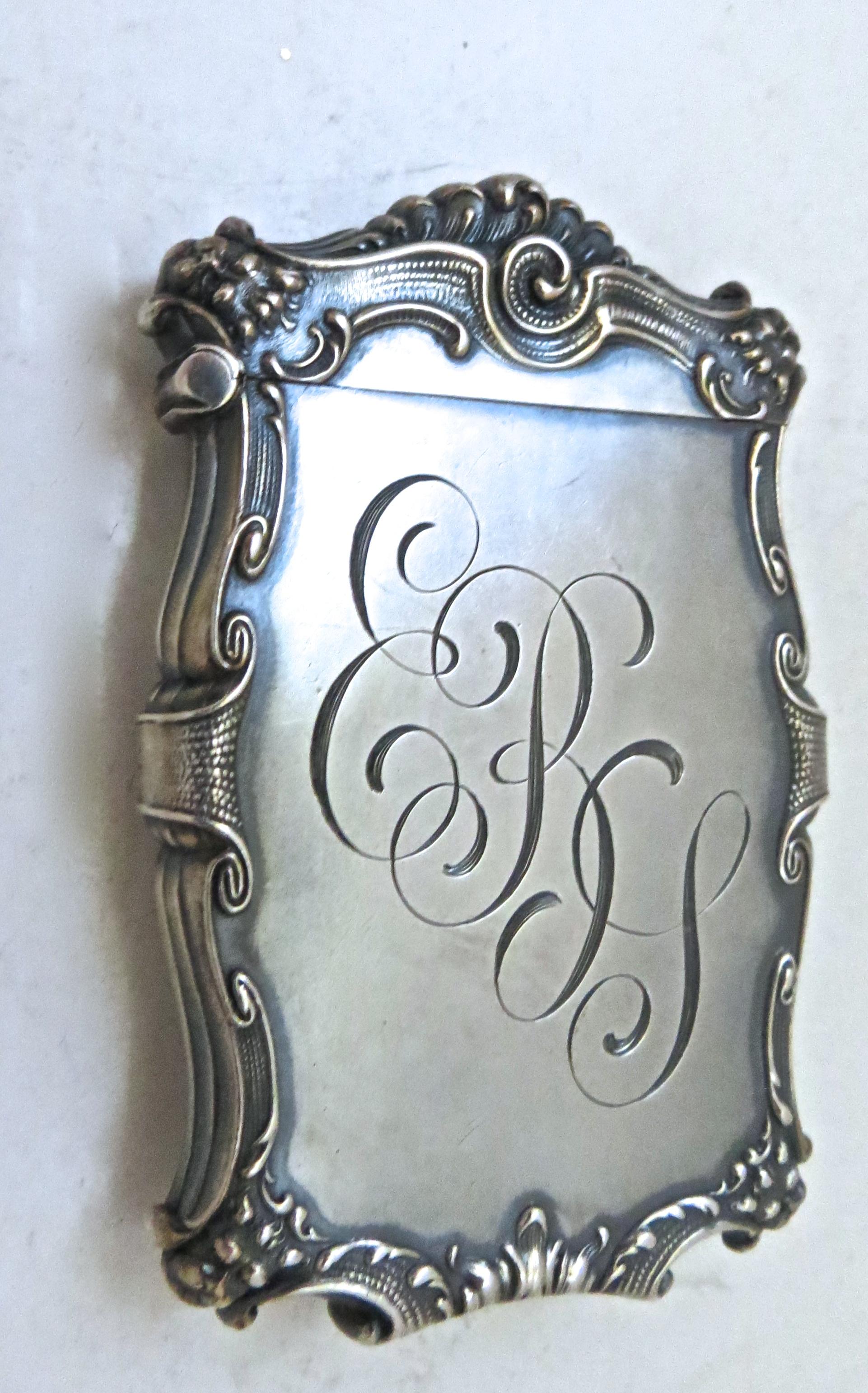 Listed is a fine quality Art Nouveau sterling silver match safe in repousse relief. It is typical of risque bar items used at the turn of the century; depicting as the central theme on one side, an attractive nude female being adored and pursued by