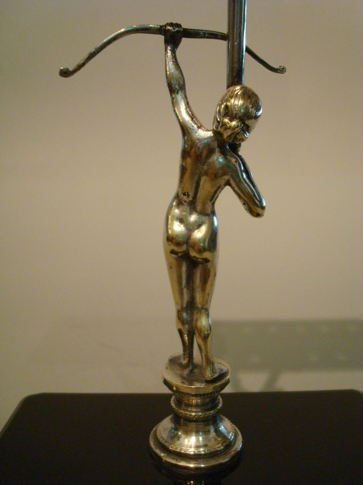 Silvered Art Nouveau Nude Woman Sculpture Cherry Cocktail or Picks Set