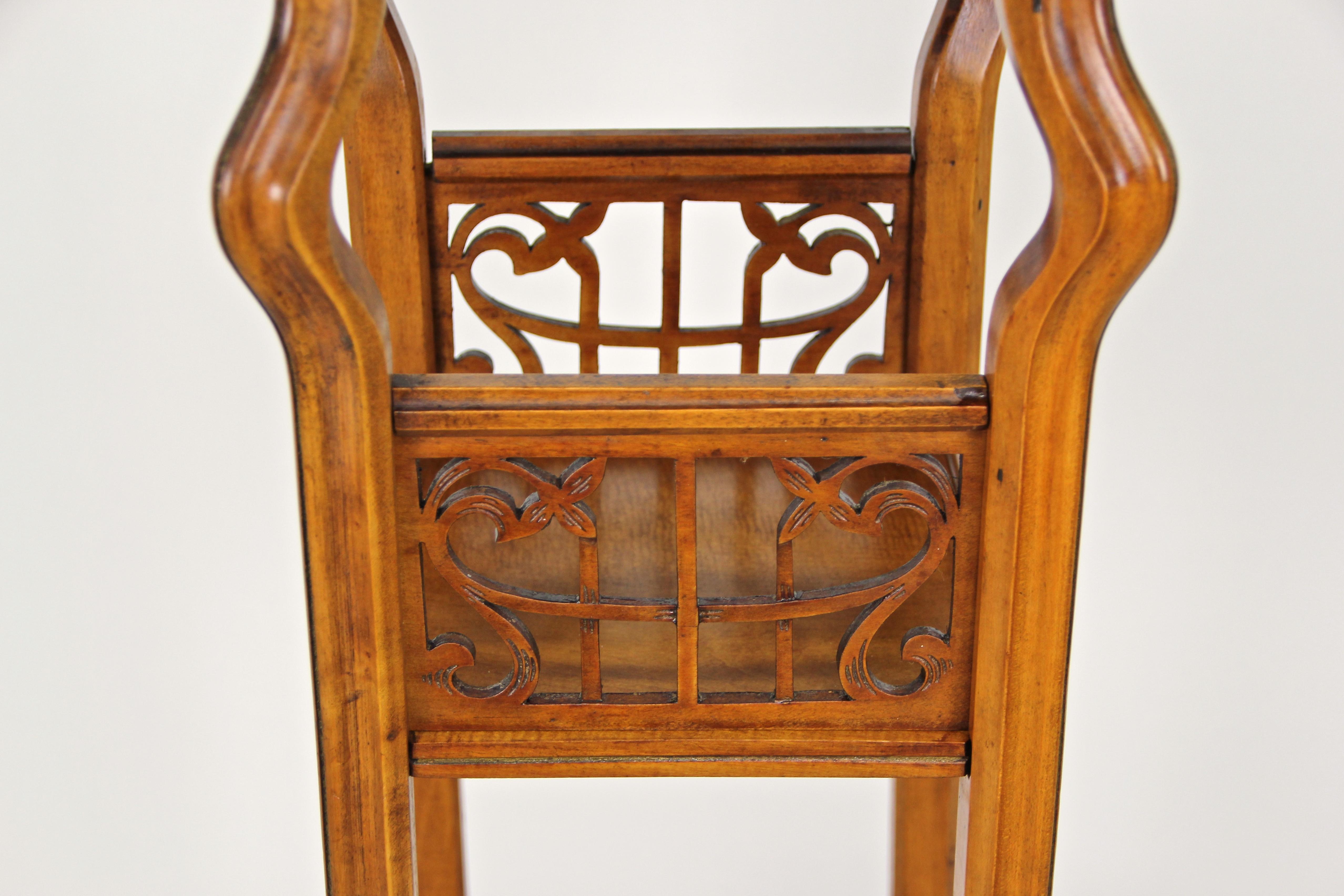 Austrian Art Nouveau Nut Wood Pedestal/ Flower Stand, Austria, circa 1900