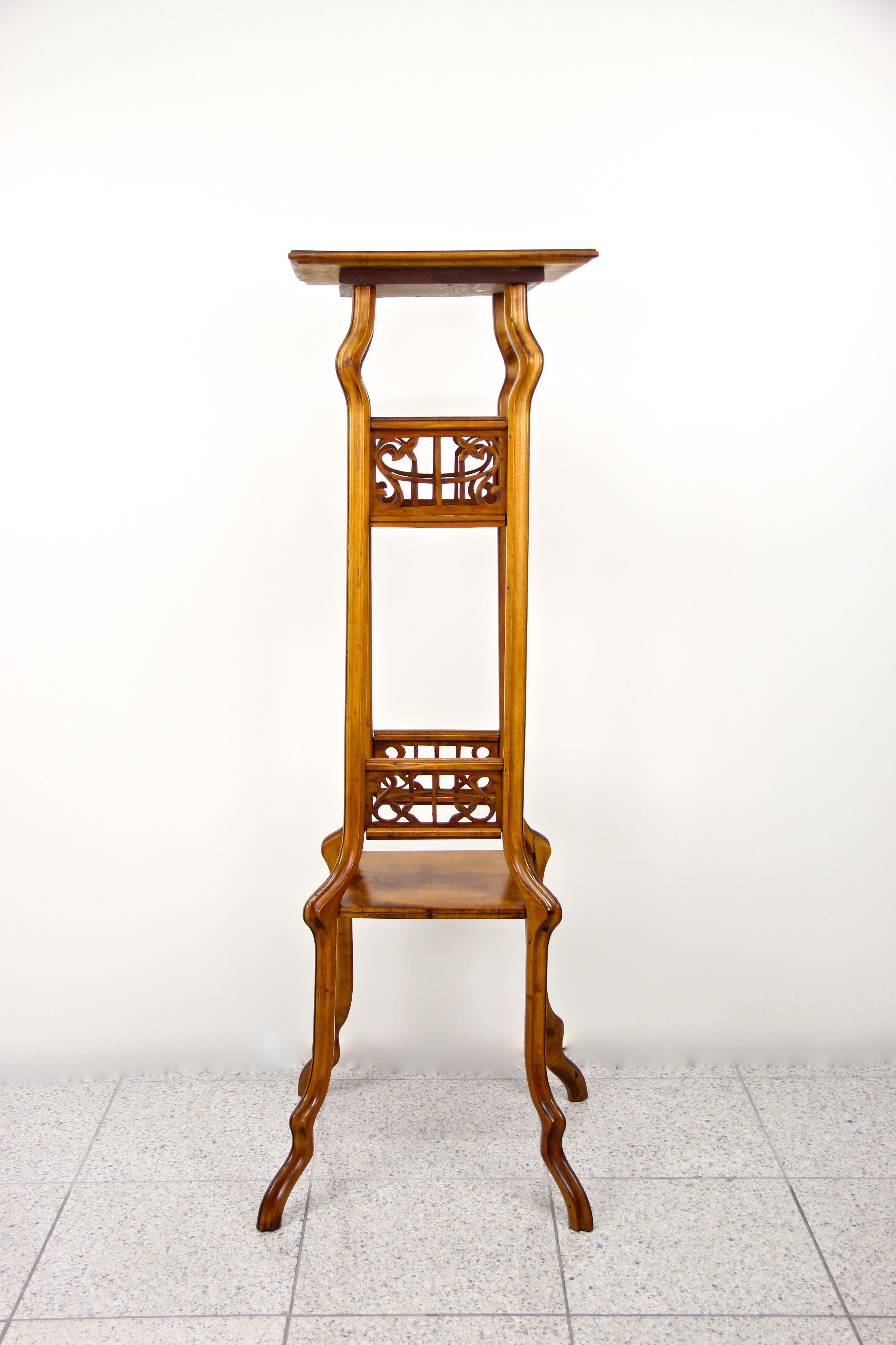 20th Century Art Nouveau Nut Wood Pedestal/ Flower Stand, Austria, circa 1900