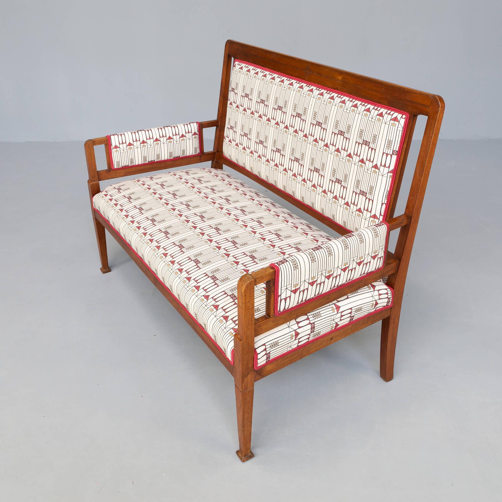 Art Nouveau Oak and Fabric Sofa for H. Pander & Zn 2