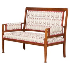 Antique Art Nouveau Oak and Fabric Sofa for H. Pander & Zn