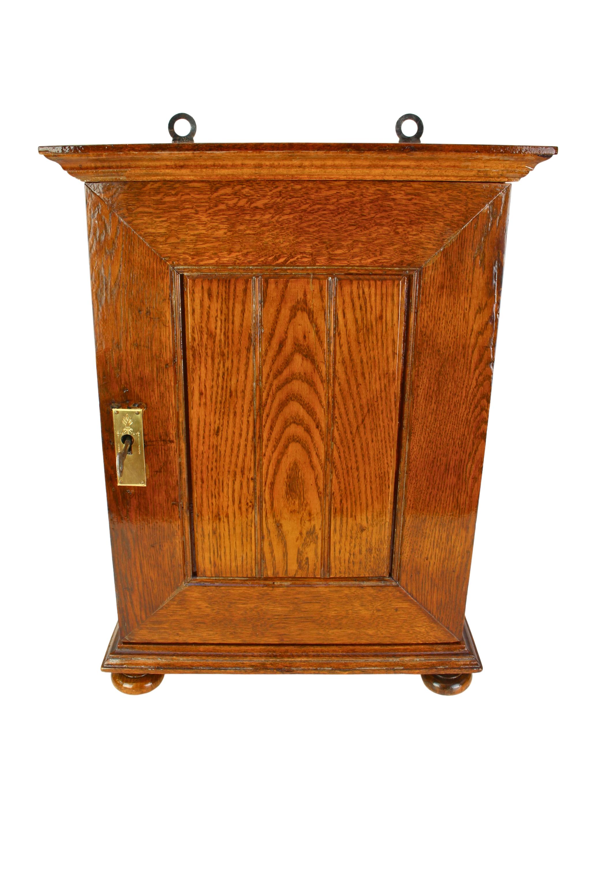 Polished Art Nouveau Oak Apothecary Wall Cabinet, Germany circa 1900 For Sale