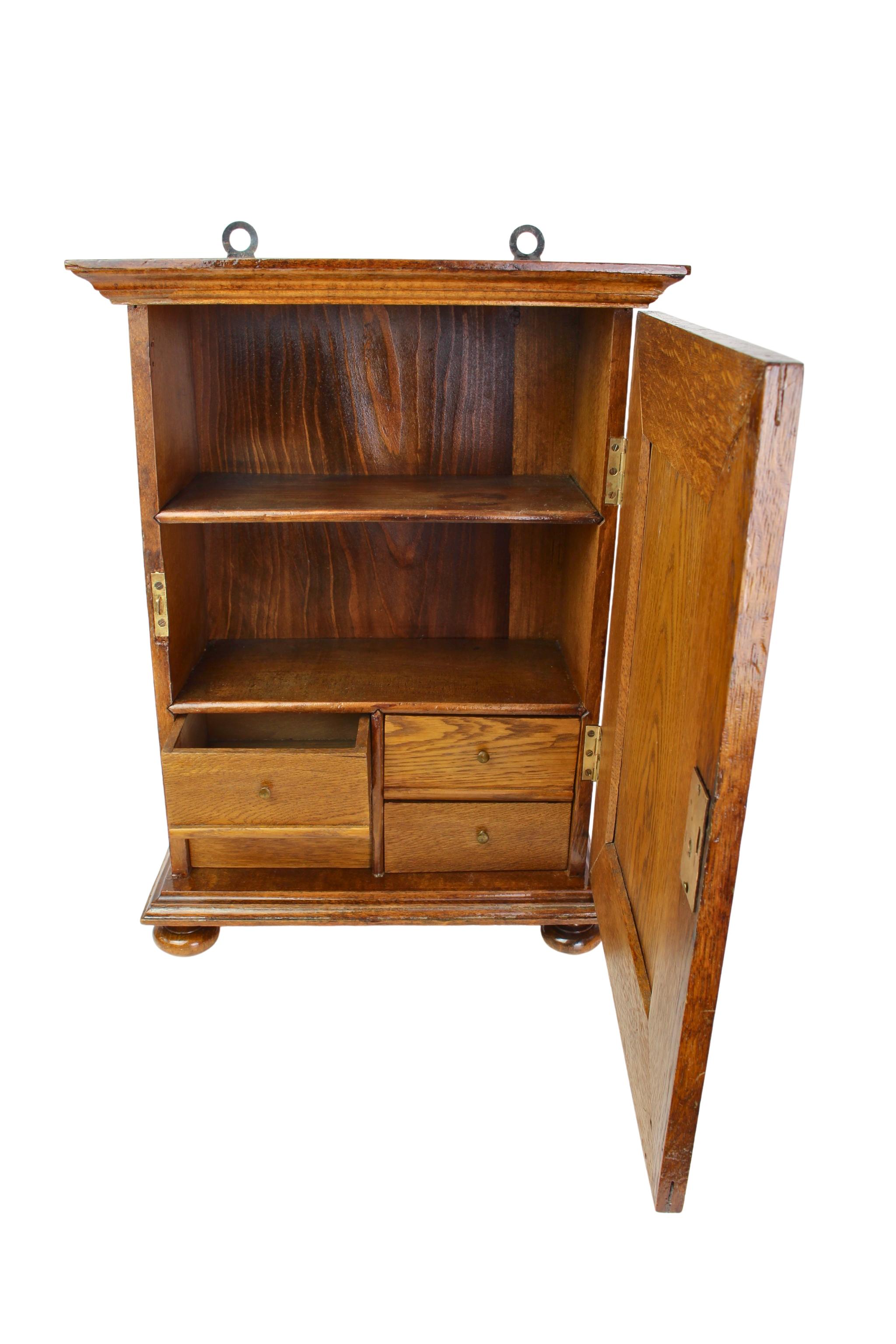 Art Nouveau Oak Apothecary Wall Cabinet, Germany circa 1900 For Sale 1