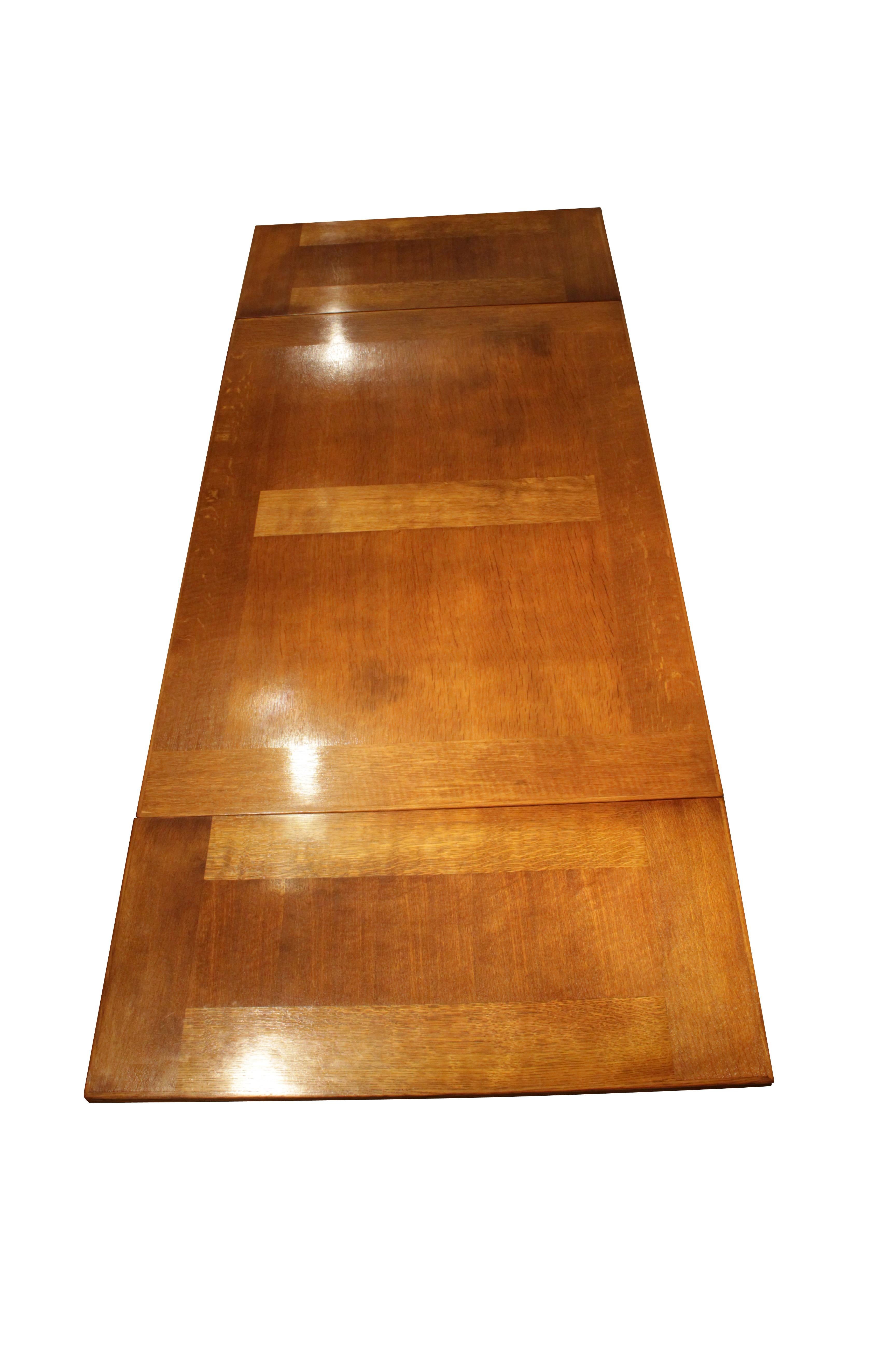 German Art Nouveau Oak Big Extendable Table For Sale